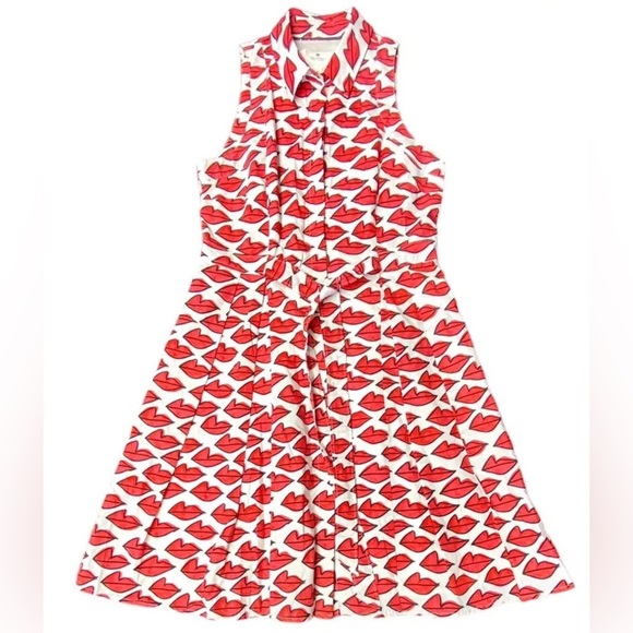 Ann Howell Bullard Lip Dress for Anthropologie, US 4 Valentines Day Pin Up Red - Picture 4 of 8